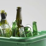empty alcohol bottles in trash